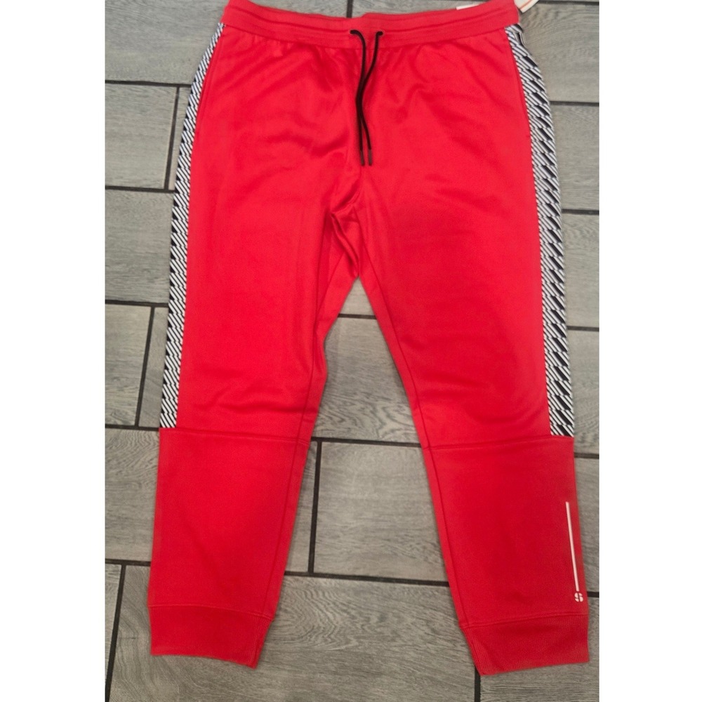 Sports Illustrated Mens Red Track Jogger Pants Striped Side Tape XL NWT